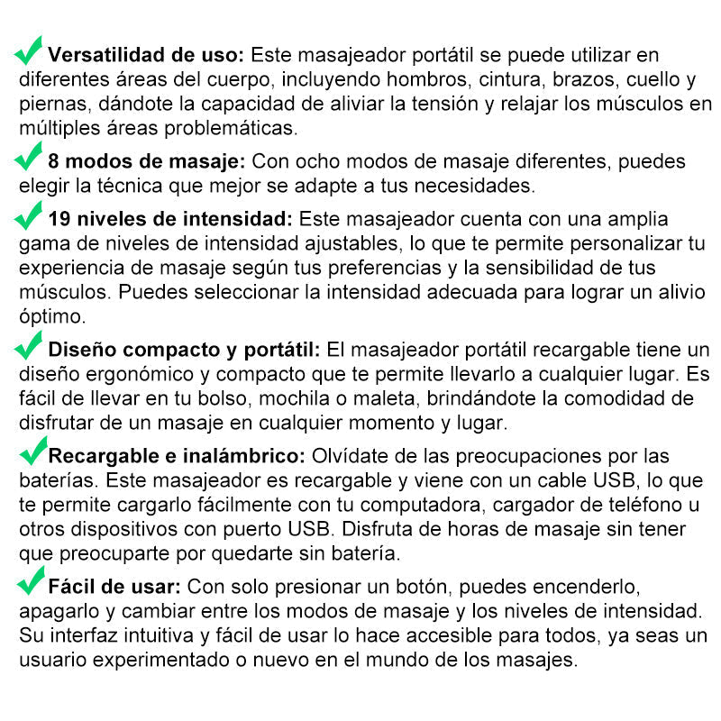 Masajeador Portátil con 8 Modos y Pantalla LCD - Mini Estimulador Muscular para Alivio del Dolor