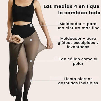 Leggings Transparentes Térmicos con Forro Polar y Control de Abdomen