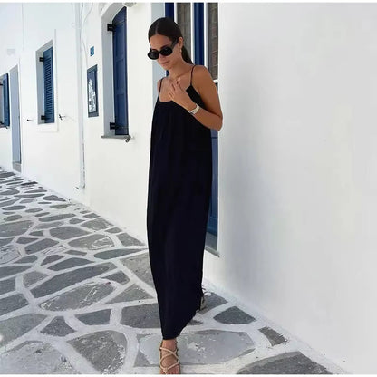 Vestido Luna Backless Largo Sin Espalda con Tirantes Ajustables