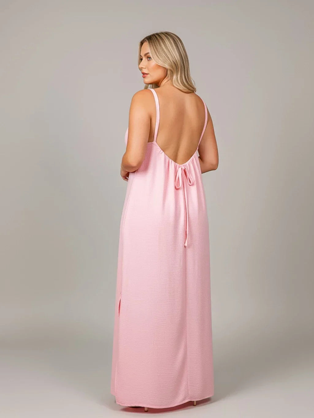 Vestido Luna Backless Largo Sin Espalda con Tirantes Ajustables