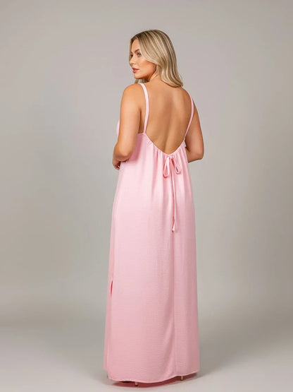 Vestido Luna Backless Largo Sin Espalda con Tirantes Ajustables