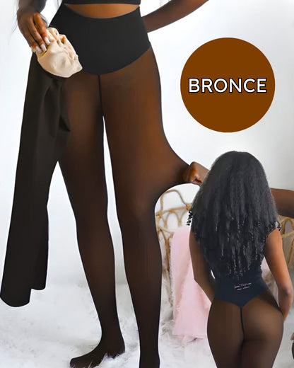 Leggings Transparentes Térmicos con Forro Polar y Control de Abdomen