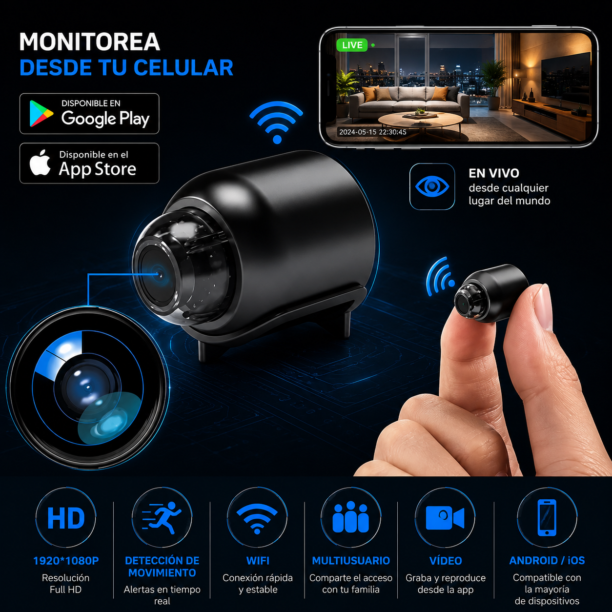 Mango Vision – Mini Cámara de Seguridad HD 1080P