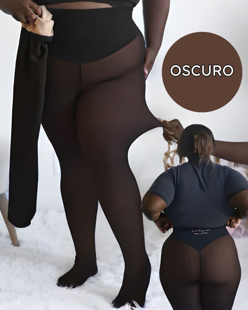 Leggings Transparentes Térmicos con Forro Polar y Control de Abdomen