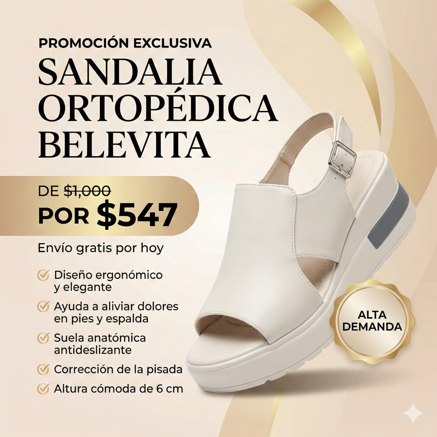 Sandalia Ortopédica Belevita - Diseño Ergonómico y Elegante