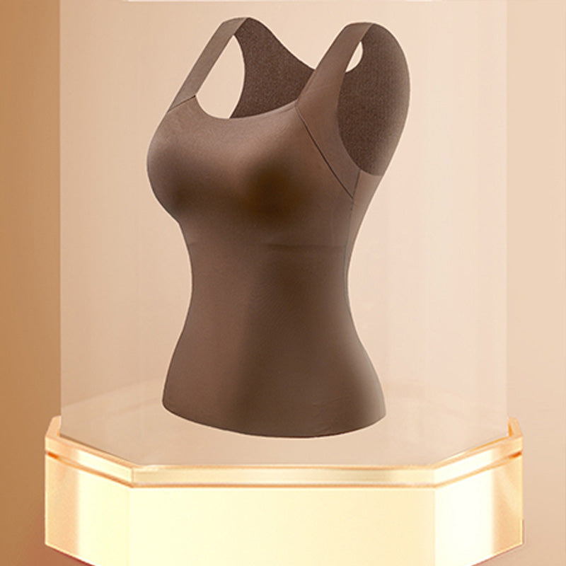 Camiseta de tirantes térmica con cuello en U y sujetador incorporado para mujer