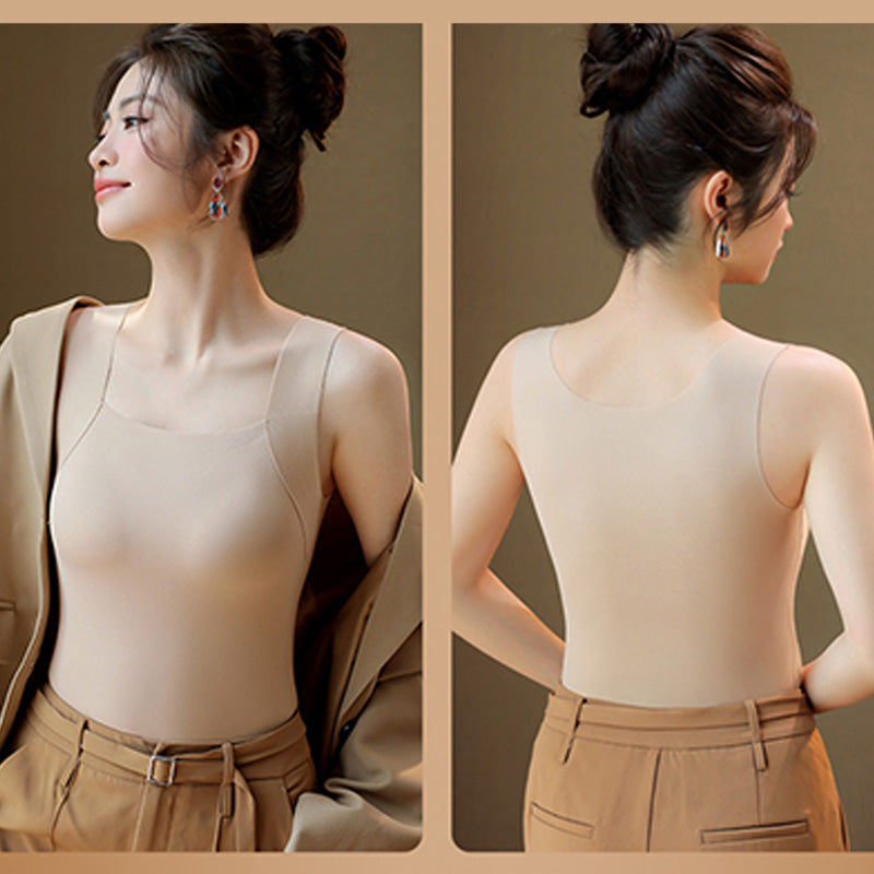 Camiseta de tirantes térmica con cuello en U y sujetador incorporado para mujer